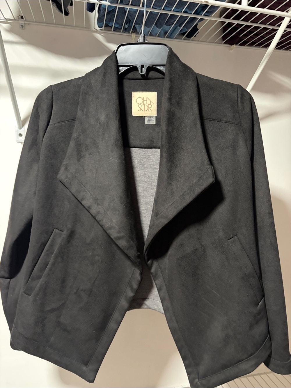 Chaus Black Open-Front Draped Blazer